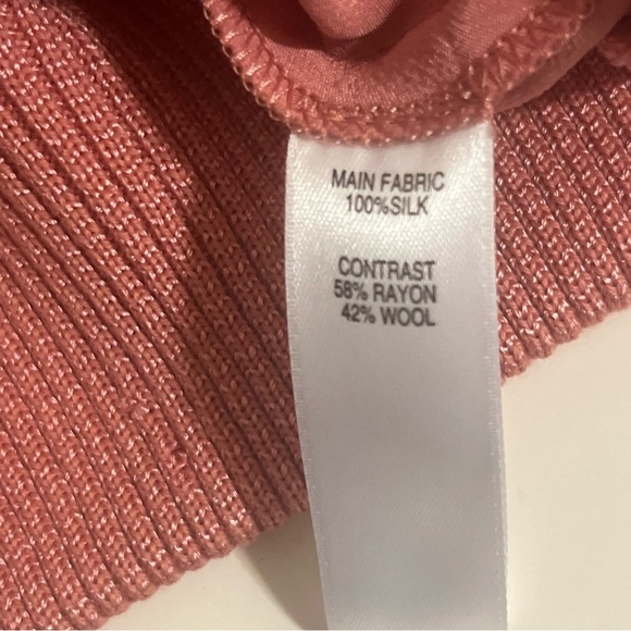 St. John Silk Full Zip Collared Bat Wing Bomber Jacket  Cardigan Mauve Size XL. - Picture 11 of 16